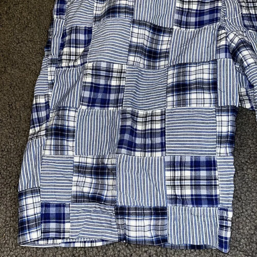 AMERICAN LIVING Madras Blue Plaid Real Sewn Patchwork Shorts - Preppy - Men's 38